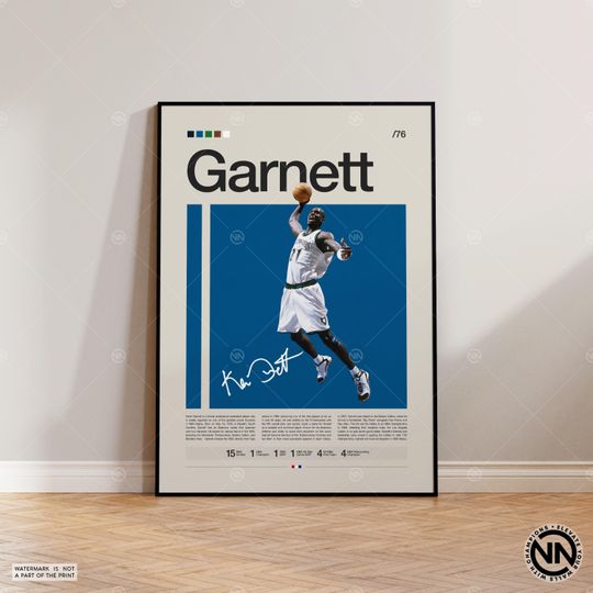 Kevin Garnett Poster, Minnesota Timberwolves, NBA Poster, Sports Poster, Basketball Poster, NBA Fans, Basketball Gift, Sports Bedroom Poster