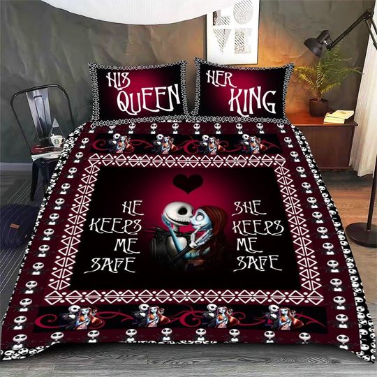 Nightmare Before Christmas Bedding Set, His Queen Her King Quilt Cover