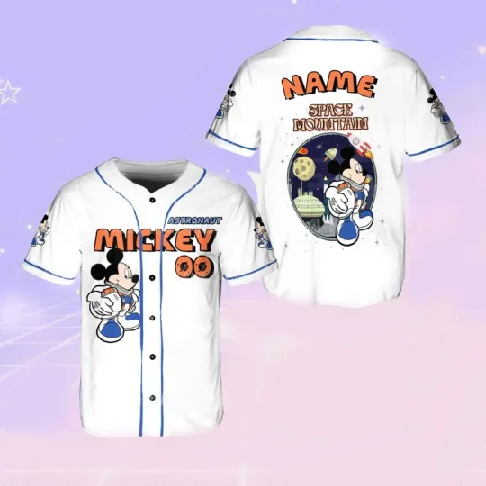 Personalized Mickey Mouse Astronaut Space Mountain Baseball Jersey Shirt