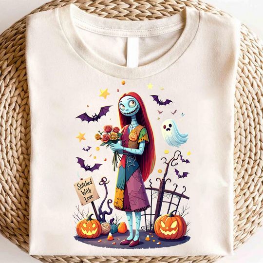Disney Sally Shirt Halloween 2025, Stitched With Love Nightmare Tee, Spooky Pumpkin Bride T-Shirt, Cute Scary Doll Shirt