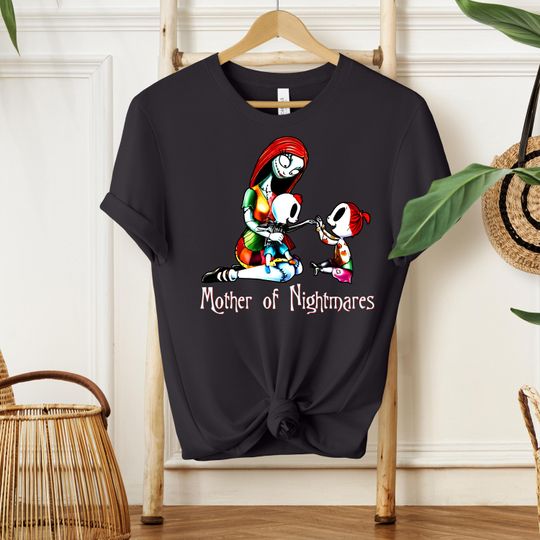 Mother of Nightmares T-Shirt, spooky cute mom Tee, Jack Sally Halloween family shirt, scary cartoon mom T-Shirt