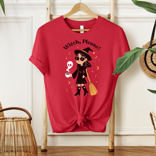 Witch Please Shirt 2025, Funny Coffee Halloween Tee, Cute Sassy Witch T-Shirt, Retro Spooky Fall Shirt for Women