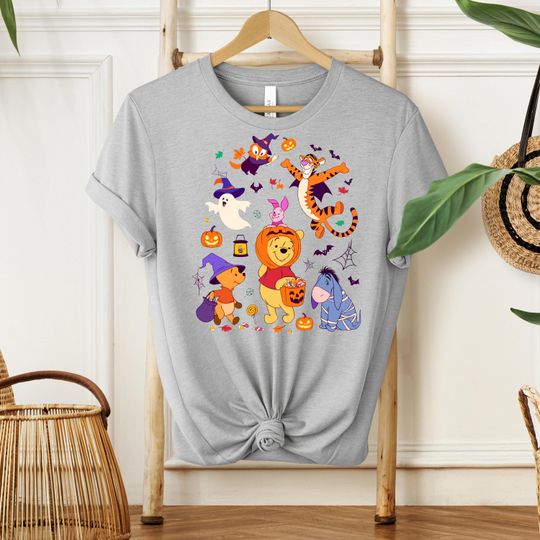 Winnie Halloween Shirt 2025, Cute Trick or Treat Kids Tee, Pooh Friends T-Shirt, Spooky Pumpkin Fall Shirt for Halloween Party