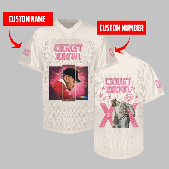Chris Brown Tour 2025 Jersey, Personalized Breezy Bowl Football Shirt, Custom Concert Merch, Unisex Fan Gift, Hip Hop Sports Tee
