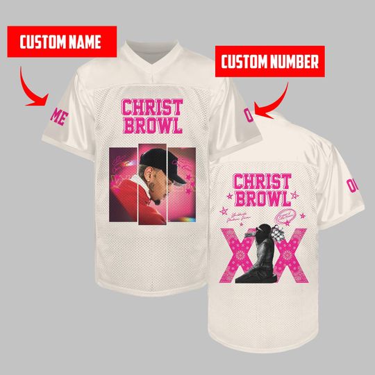 Personalized Chris Brown Football Jersey, Custom Breezy Bowl 2025 Shirt, Hip Hop Concert Stadium Outfit, Unisex Sports Fan Gift Tee