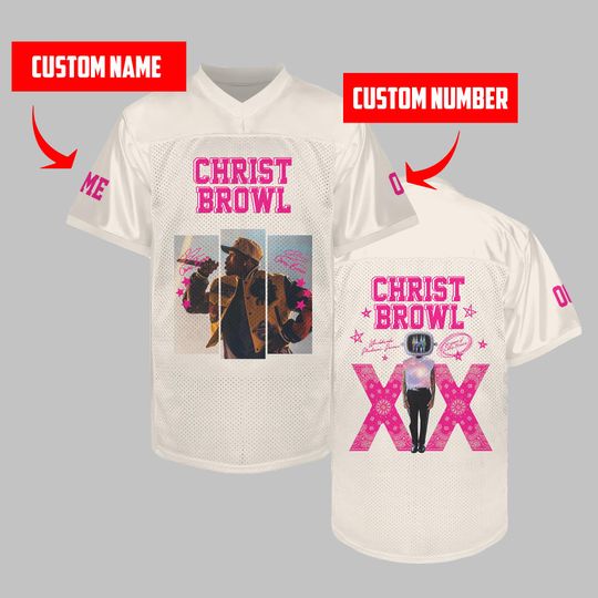 Personalized Chris Brown Tour Football Jersey, Custom Breezy Bowl 2025 Shirt, Music Concert Outfit, Unisex Fan Gift Sports Tee