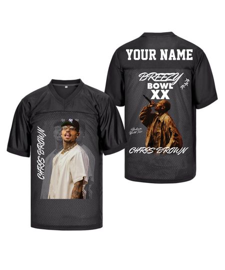 Personalized Chris Brown 2025 Tour Football Jersey, Breezy Bowl XX Football Jersey, Breezy Jersey, Chris Brown