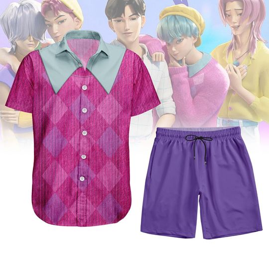 Baby Saja Boys Costume Button Shirt, Men Shorts, Baby Saja Hawaiian Shirt, Baby Cosplay Shirt, Kpop Demon Hunters Shirt,Saja Boys Shirt