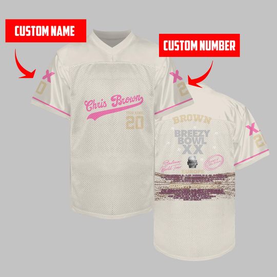 Chris Brown Tour 2025 Football Jersey, Custom Breezy Bowl Shirt, Personalized Collector Merch, Unisex Stadium Outfit, Fan Gift Apparel