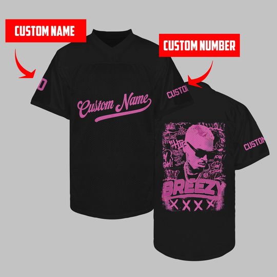 Chris Brown Tour 2025 Football Jersey, Custom Breezy Bowl Shirt, Personalized Stadium Outfit Top, Unisex Hip Hop Fan Gift Tee