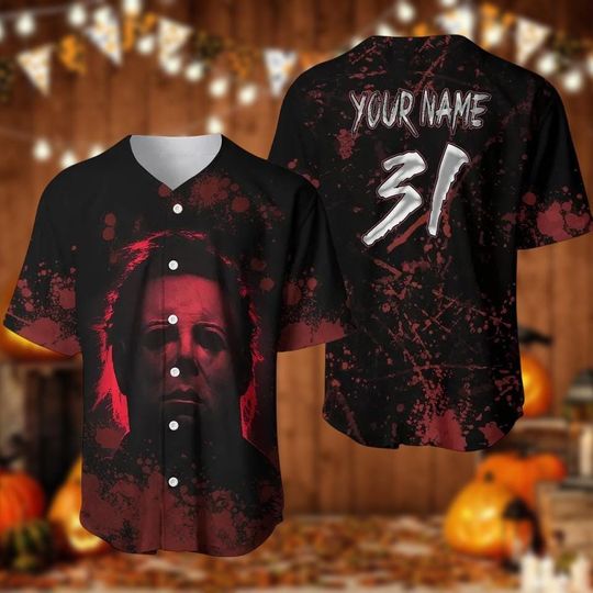 Custom Michael Myers Baseball Jersey, Halloween Movie Baseball Shirt, Boogeyman Jersey Shirt, Horror Movie Jersey, Halloween Party Gift