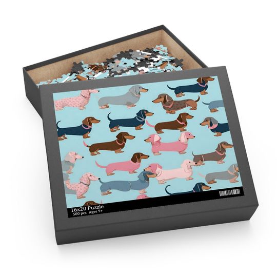 Dachshund Jigsaw Puzzle, Chipboard Dog Puzzle, Dog Lover Gift, Valentine Dog Gift, Wiener dog Puzzle