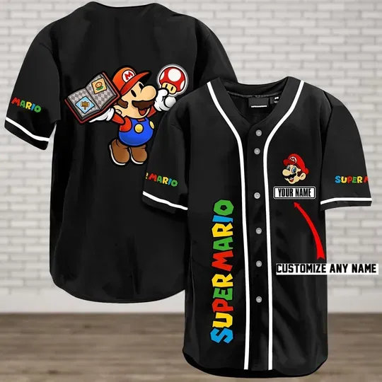 Super Mario Baseball Jersey, Mario Bros Jersey Shirt, Super Daddio Shirt, Super Mario Jersey