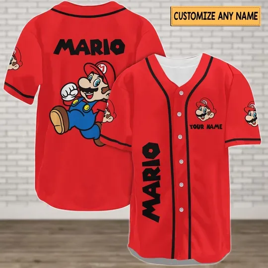 Personalized Mario Baseball Jersey, Video Game Baseball Shirt, Game Movie Jersey, Super Daddio Shirt, Gift For Him