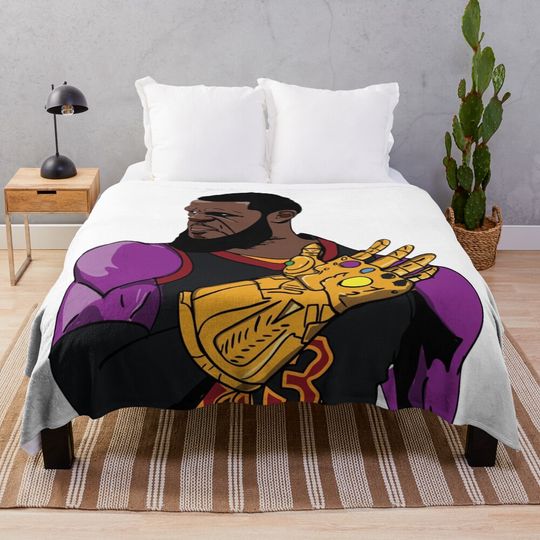 Lebron James King Of Basketball Dunk, Call Me Thanos James Throw Blanket, Gift for Fan