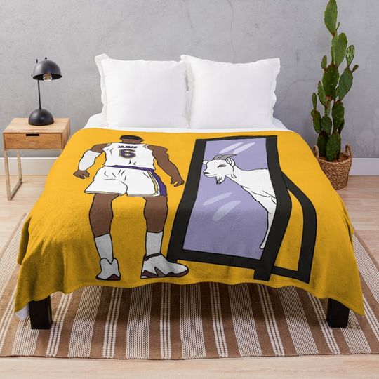 LeBron James Mirror GOAT (LA #6) Throw Blanket, Gift for Fan