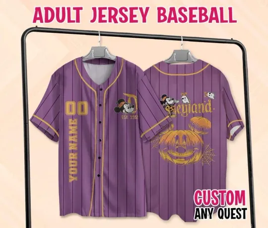 Personalized Mickey Mouse Pumpkin  Spooky Halloween Baseball Jersey Shirt