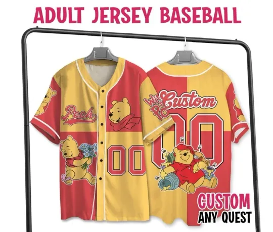 Personalized Pooh Bear Winnie The Pooh Character Fan Gift Baseball Jersey Shirt