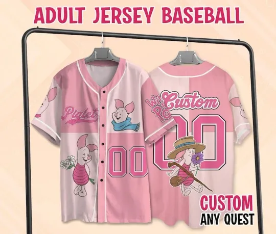 Personalized Cute Piglet Winnie The Pooh Character Love Baseball Jersey Shirt