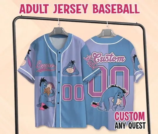 Personalized Eeyore Donkey Winnie The Pooh Character Baseball Jersey Shirt