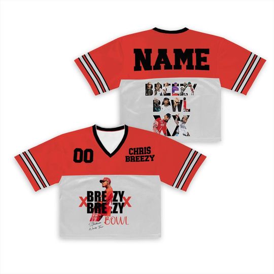 Personalized Chris Brown Tour Croptop Football Jersey, Breezy Bowl XX 2025 Football Jersey, Breezy Bowl XX 2025 Jersey, Chris Brown Shirt