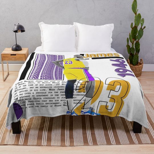 L. James basketball Player Design  Throw Blanket, Gift for Fan
