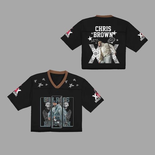 Chris Brown Breezy Bow, Crop Top Football Jersey Mesh, Breezy Bowl XX 2025 Shirt, Concert Outfit, Breezy Bowl