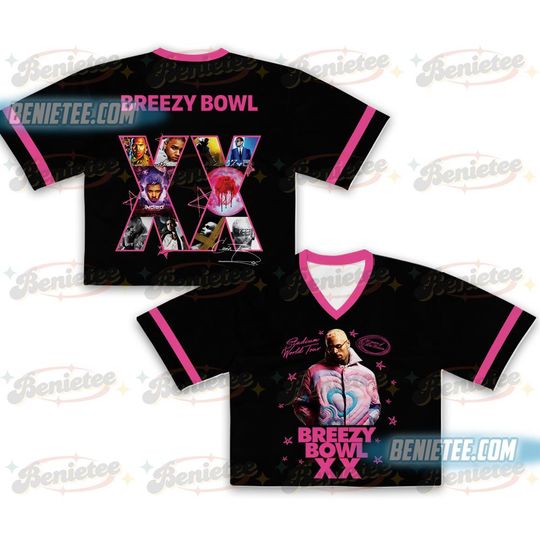 Chris Brown Tour Crop Top Football Jersey, Custom Breezy Bowl 2025 Shirt, R&B Concert Merch, Unisex Fan Gift