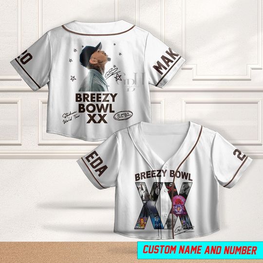 Chris Brown Crop Top Jersey, Breezy Bowl XX 2025 Baseball Crop Jersey, Personalized Concert Outfit, Chris Brown Tour XX Fans Shirt