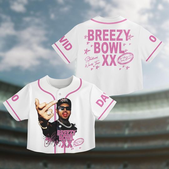 Chris Brown Crop Top Baseball Jersey, Breezy Bowl XX Jersey Shirt, Chris Brown Fans, Tour 2025 Shirt, Gift For Fans