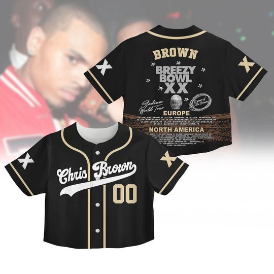 Personalized Breezy Bowl XX Tour Crop Top Baseball Jersey, Chris Brown Jersey, Music Concert Shirt, Hip Hop Music Fan Crop Top Jersey