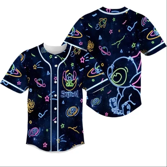 Neon Stitch Ohana Means Family Lilo & amp, Stitch Gift For Fan Baseball Jersey Shirt
