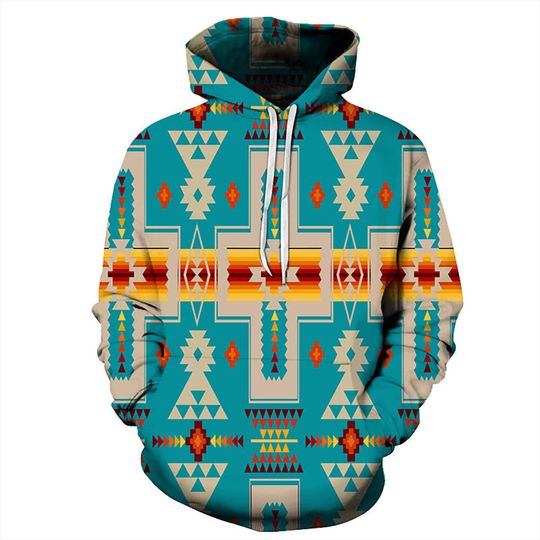 Native American Tribal Pattern 3D Hoodie Unisex Aztec Geometric Southwestern Pullover