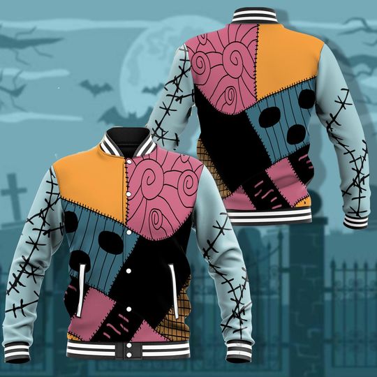 Christmas Sally Cosplay Baseball Jacket, Nightmare Before Christmas Jacket, Christmas Movie Jacket