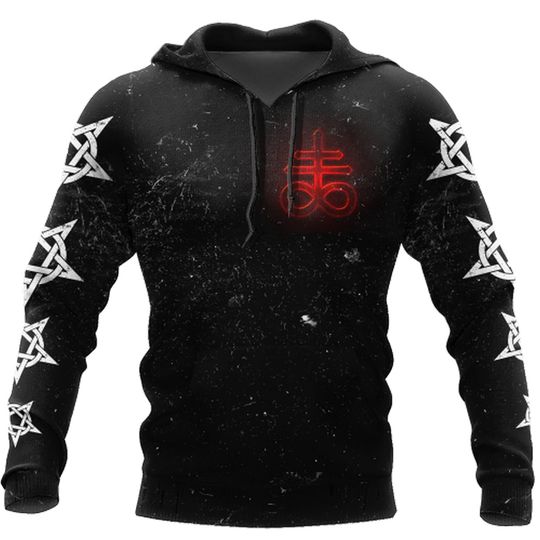 Unisex Satanic Baphomet 3D Hoodie Pullover with Front Pocket