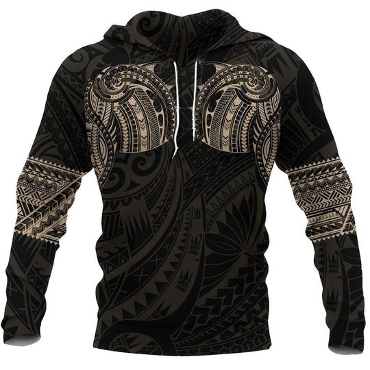 Polynesian Tattoo Style Gold Hoodie