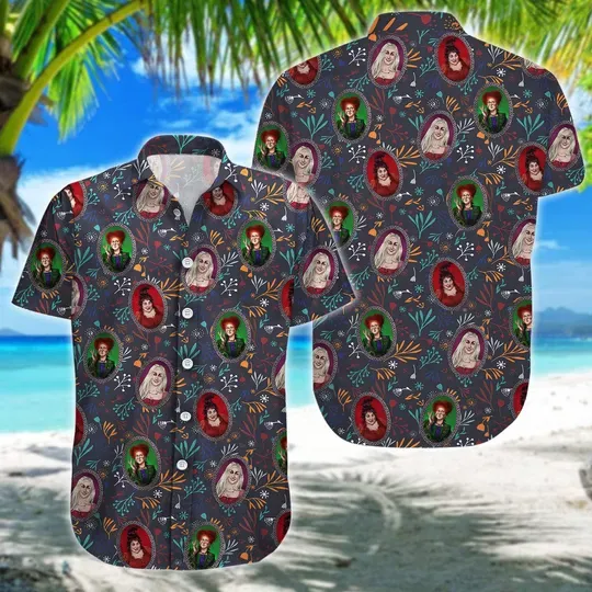 Hocus Pocus Disney Hawaiian Shirt, Retro Sanderson Sisters Shirt, Disney Horror Hawaiian Shirt, Spooky Movie Cosplay For Halloween