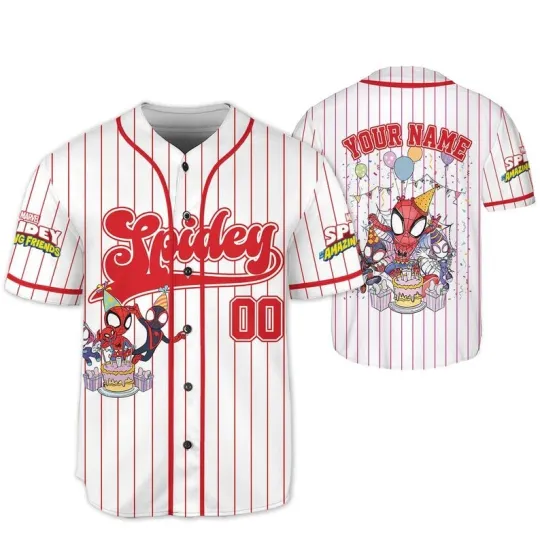 Personalized Spidey And His Amazing Friends Birthday Party Baseball Jersey Shirt