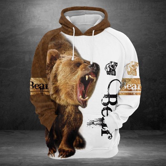 Unisex Bear Lover Hoodie, Forest Bear Sweatshirt, Novelty Bear Hoodie, Gift for Bear Enthusiasts
