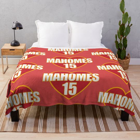 Patrick Mahomes Heart Throw Blanket, Gift for Fan