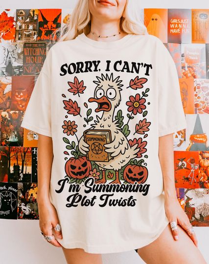 Funny Goose Halloween Sublimation T-Shirt  Sorry I Can't I'm Summoning Plot Twists