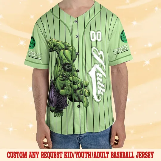 Personalized Bruce Hulk Superhero Character Hulk Love Baseball Jersey Shirt