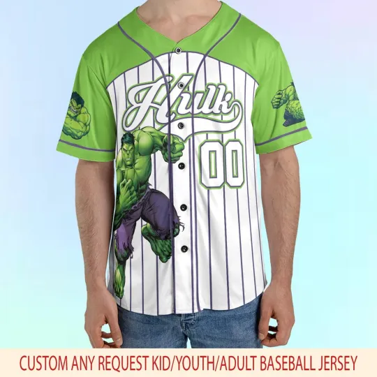 Personalized Never Too Old For Hulk Giant Green Superhero Baseball Jersey Shirt