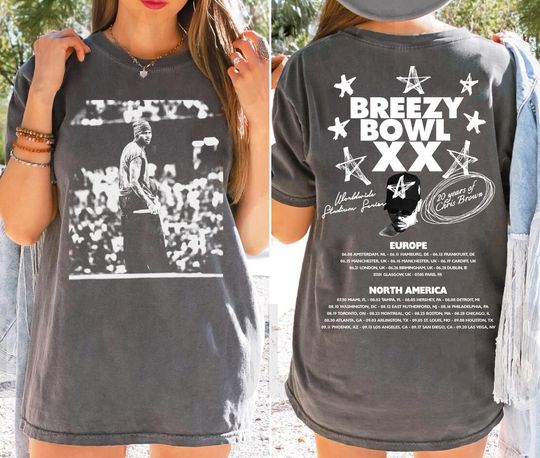 Chris Brown t-shirt,  Breezy Bowl t-Shirt, Chris Brown Breezy Bowl XX Tour Shirt, Chris Brown Concert 2025, TRENDY Music Tour Shirt