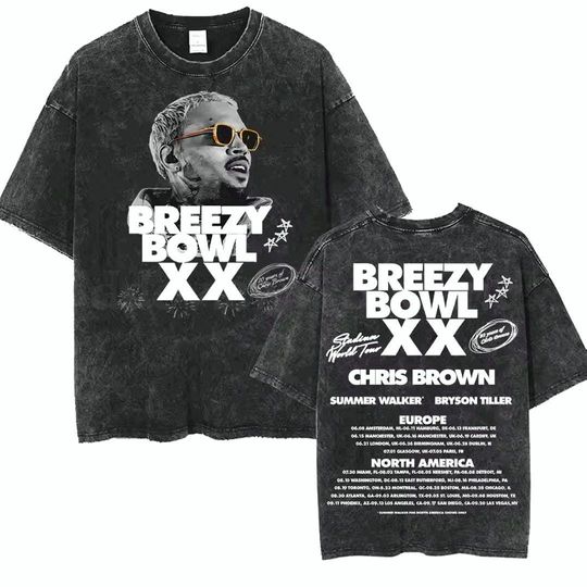 Chris Brown Breezy Bowl XX Tour 2025 Shirt Vintage Album Fan Gift Street Tee