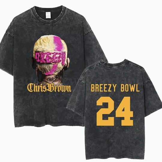 Breezy Bowl XX Vintage Streetwear T-Shirt Chris Brown Gothic Hip Hop Style