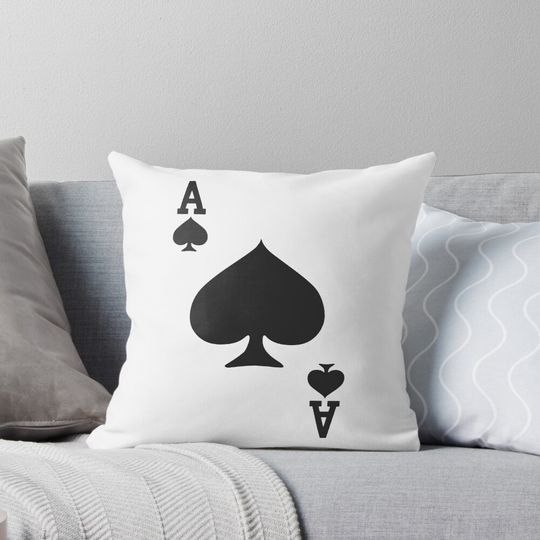 Ace of Spades Playing Card Funny Halloween Pillow