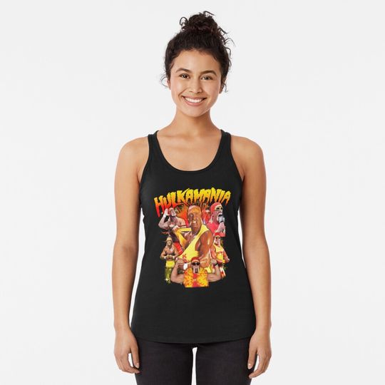 Vintage Wrestling Legend Hulkamania Hulk Hogan Tribute Racerback Tank Top