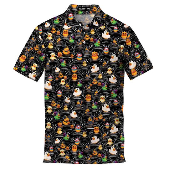 Funny Rubber Duck Halloween Polo Shirt for Men Short Sleeve Golf Polo