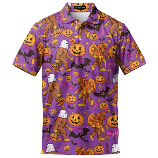 Halloween Bigfoot Men's Polo Shirt, Performance Golf Shirt